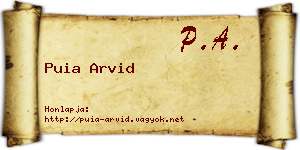 Puia Arvid névjegykártya
